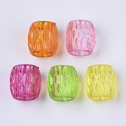 Honeyhandy Transparent Acrylic Beads, Dyed, Barrel, Mixed Color, 13x12.5mm, Hole: 7.5mm, about 530pcs/500g