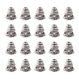 Honeyhandy Tibetan Style Alloy Bead Cones, Pagoda, Antique Silver, 7.5x7.5mm, Hole: 1.5mm