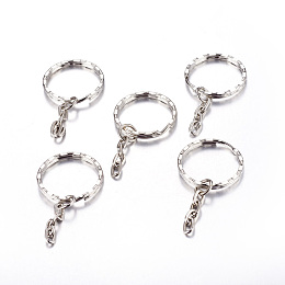 Honeyhandy Iron Split Key Rings, Keychain Clasp Findings, Platinum, 21mm