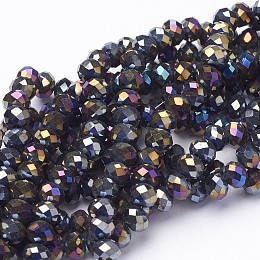 Honeyhandy Electroplate Glass Beads Strands, Faceted, Rondelle, Mixed Color, 6x4mm, Hole: 1mm, about 85~88pcs/strand, 16.1~16.5 inch(41~42cm)