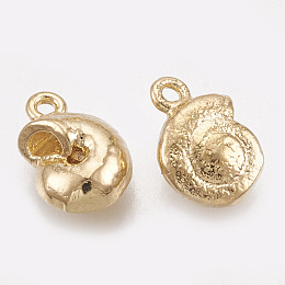 Honeyhandy Brass Charms, Real 18K Gold Plated, Snail, 10x7x4mm, Hole: 1mm