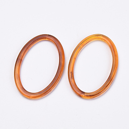 Honeyhandy Acrylic Link Rings, Imitation Amber, Oval, Dark Orange, 56.5x36x3.5mm