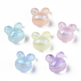 Honeyhandy Transparent Acrylic Beads, Glitter Powder, Rabbit, Mixed Color, 16x15.5x12mm, Hole: 3mm