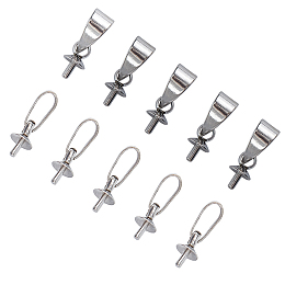 Unicraftale 304 Stainless Steel Peg Bails Pendants, For Half Drilled Beads, Stainless Steel Color, 12.5x5mm, Hole: 2.5mm, Pin: 1mm, 80pcs/box