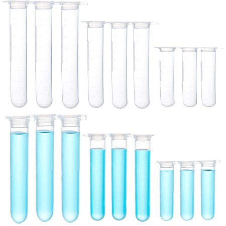 Olycraft Transparent Disposable Plastic Centrifuge Tube, with Cap, Lab Supplies, Clear, Capacity: 5ml/10ml/15ml; 90pcs/set