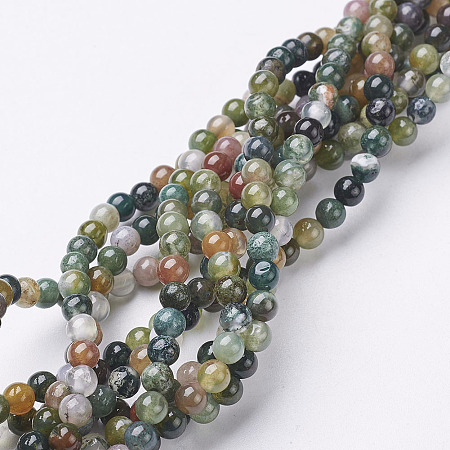 Arricraft Gemstone Beads Strands, Natural Indian Agate, Round, about 4mm diameter, hole: about 0.8mm, about 85~86pcs/strand, 15~16 inches