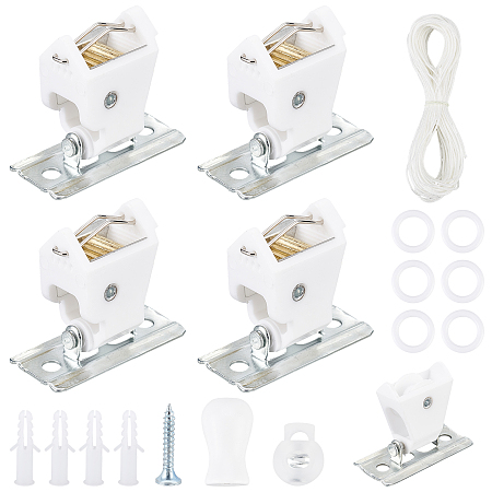 SUPERFINDINGS Roller Blind Fittings White Roman Shade KIT Includinh 2Pcs Plastic Iron Spring Cord Locks and 2Sets Window Blind Curtain Accessories
