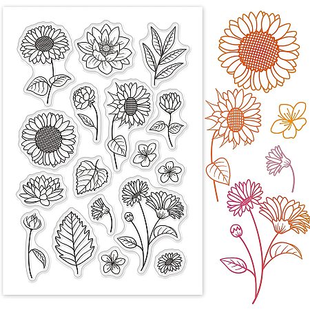 GLOBLELAND Spring Flower Leaves Clear Stamps Transparent Silicone Stamp Seal for Card Making Decoration and DIY Scrapbooking