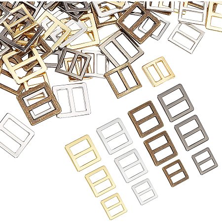 FINGERINSPIRE 120pcs 4 Colors Sewing Mini Tri-Glide Buckles, (8mm 10mm 12mm) Alloy Slide Buckles Metal Button DIY Patchwork Buckle Handmade Craft Accessories for Doll Clothes Shoes Bags Belt