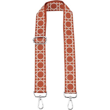 WADORN Wide Shoulder Strap, Purse Strap Replacement 55inch Adjustable Crossbody Strap Belt Guitar Strap Polyester Luggage Strap Handbag Strap with Swivel Clasps, Geometric Pattern, Brown