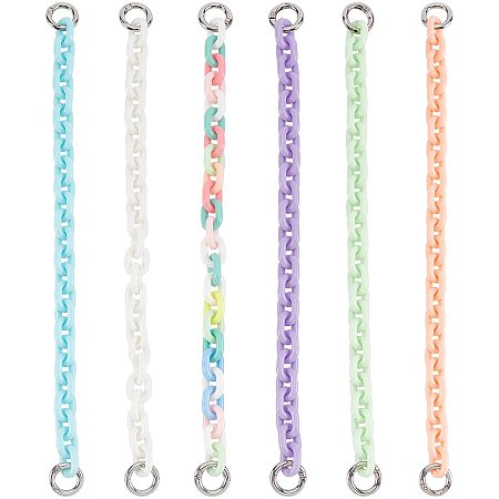 ARRICRAFT 6 Colors Acrylic Bag Chain Strap, 11.42 inch Resin Handbag Handle Mixed Color Acrylic Cable Chain Purse Strap Replacement Bag Chain Extender Handbag Decoration Chain DIY Accessories