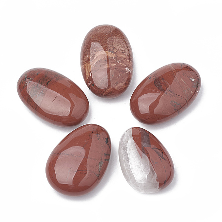Honeyhandy Natural Red Jasper Oval Palm Stone, Reiki Healing Pocket Stone for Anxiety Stress Relief Therapy, 38~43x27~30x14~16mm