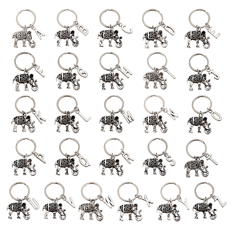 NBEADS 26 Pcs Elephant Letter Stitch Markers, Tibetan Style Alloy Crochet Stitch Marker Charms Locking Stitch Marker DIY Handmade Gift for Knitting Weaving Accessories Quilting Handmade Jewelry