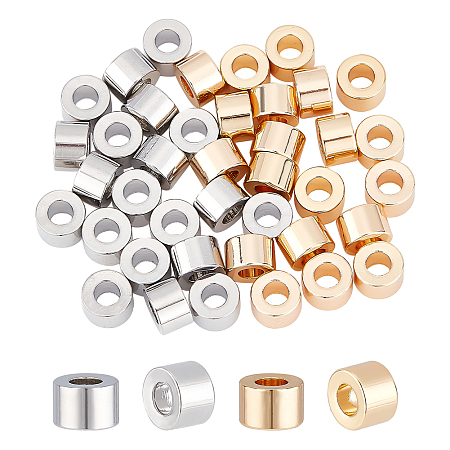 BENECREAT 40Pcs Real 18K Gold Platinum Plated Brass Beads, Spacer Beads Metal Beads for DIY Jewelry Making Findings and Other Craft Work - 6x4mm, 2.5mm Thick