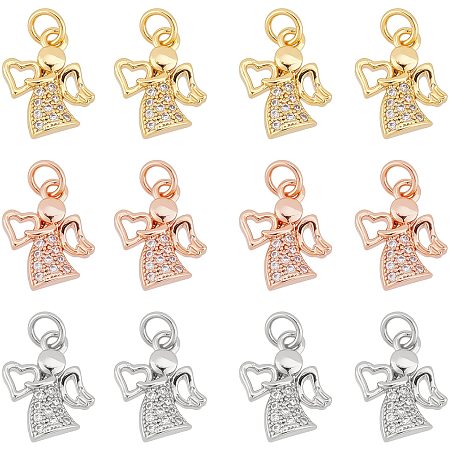CHGCRAFT 12Pcs 3Colors Cubic Zirconia Link Charm Gemstone Connector Jewelry Findings with Brass Bail Connectors for DIY Crafts Making Jewelry Making