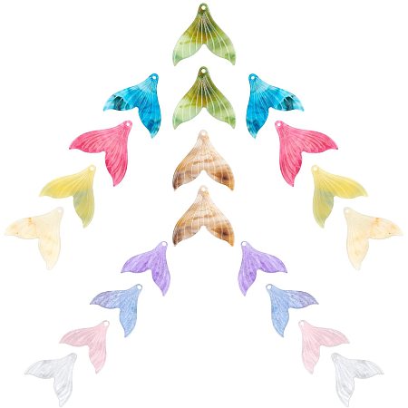 SUNNYCLUE 1 Box 20Pcs 10 Colors Mermaid Tail Resin Charms Sea Animal Pendants Flatback for DIY Crafts Bracelets Necklace Jewelry Making Supplies(2 Sizes)