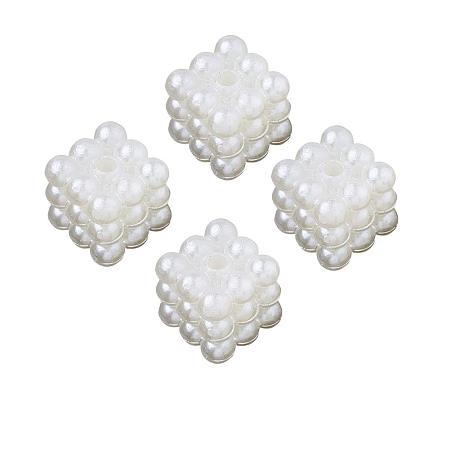 ARRICRAFT ABS Plastic Imitation Pearl Beads, Combined Beads, Cube, Ivory, 10~10.5x10~10.5x10~10.5mm, Hole: 1.8mm; About 745pcs/500g