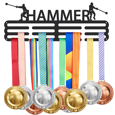 SUPERDANT Hammer Medal Hanger Male Hammer Medal Holder with 12 Lines Sturdy Steel Award Display Holders Wall Mounted Medal Display Racks for Ribbon Lanyard