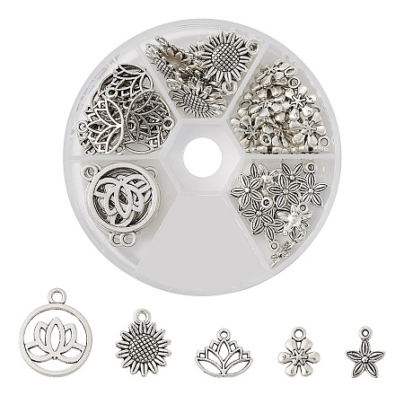 Arricraft Tibetan Style Alloy Pendants, Mixed Shapes, Antique Silver, 80x20mm, 84pcs/box