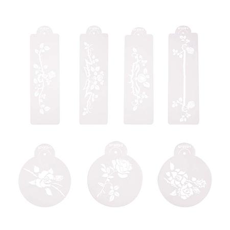 PandaHall Elite 7pcs Plastic Flower Drawing Painting Stencil Hollow Hand Accounts Ruler Template for DIY Scrapbooking, Planner, Bullet Journals, Card Making