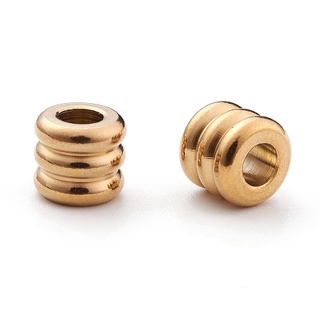 Honeyhandy 304 Stainless Steel European Beads, Ion Plating (IP), Large Hole Beads, Column, Golden, 9x8mm, Hole: 4.5mm