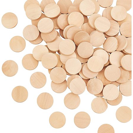 OLYCRAFT 100Pcs 1 Inch Natural Beech Wood Slices Unfinished Round Wooden Discs Small Wooden Circles Wooden Tag Unfinished Round Wood Slices for DIY Crafts Christmas Decoration