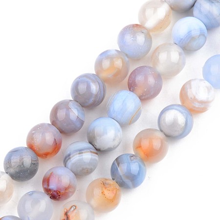 Natural Agate Beads Strands, Dyed, Round, 8mm, Hole: 1mm, about 48pcs/strand, 15.16 inch(38.5cm)