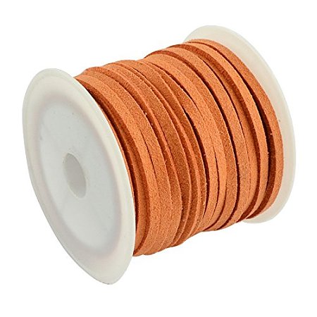 ARRICRAFT Faux Leather Lace Beading Thread 3mm Faux Suede Cord String Velet 5 Yards with Roll Spool, Orange