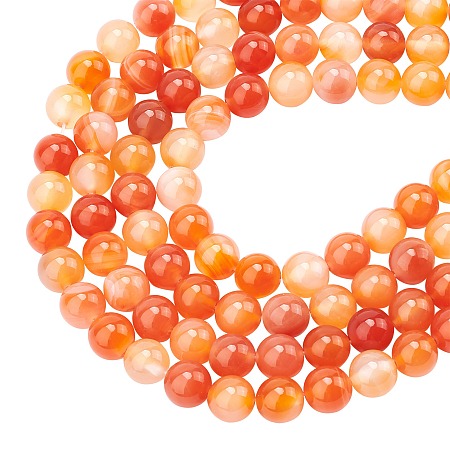 ARRICRAFT Natural Carnelian/Red Agate Beads Strands, Round, Grade A, 8mm, Hole: 1mm; about 45pcs/strand, 16 inches(40.64cm); 4strands/box