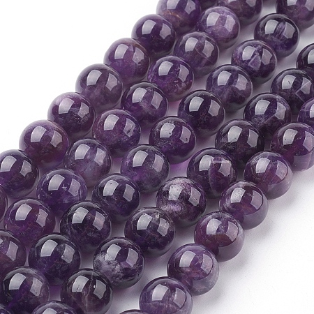 Arricraft Natural Amethyst Beads Strands, Round, Indigo, 10mm, Hole: 1mm