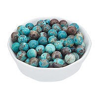 Arricraft About 106 Pcs 8mm Nature Stone Beads, Natural Ocean Agate Round Beads, Gemstone Loose Beads for Bracelet Necklace Jewelry Making (Hole: 1mm)
