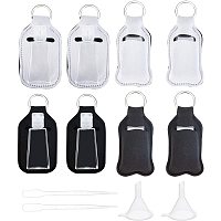 BENECREAT 8 Pack 30ml Keychain Holder Bottles Refillable Travel Flip Bottle with 8PCS Keychain Carriers,2PCS Hopper and 2PCS Dropper for Soap, Lotion, Alcohol and Liquids