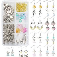 SUNNYCLUE 1 Box DIY 10 Pairs Antique Animal Fly Birds Earring Making Kit Clear Flower Glass Beads & Links Connectors & Earring Hooks for Women Adults DIY Earring Jewellery Findings Making