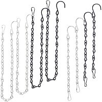 SUPERFINDINGS 8pcs 2 Size 2 Colors Iron Hanging Chains Garden Plant Hanging Chains with 20pcs Keychain Clasp Findings 20pcs S-Shaped Hook for Bird Feeders Planters Flower Pot Garden