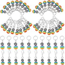 Arricraft 100 Pcs Pride Beads Stitch Markers, Rainbow Striped Resin Crochet Stitch Marker Charms, Lobster Clasp Locking Stitch Markers Knitting Charms for Weaving Sewing Crochet Jewelry Making