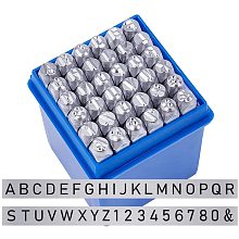 BENECREAT 36 Pack (4mm 4/25") Letter and Number Matte Design Metal Stamp Punches with Tool Case for Jewelry Leather Wood Stamping