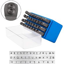 PandaHall Elite 36 Pcs Letter and Number Metal Stamp Set, 1/4 inch 6mm Alphabet A-Z and Number 0-9 and Symbol, Iron Uppercase Stamps Punch Press Tool for Imprinting on Metal Jewelry Leather Wood Craft