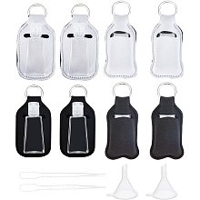 BENECREAT 8 Pack 30ml Keychain Holder Bottles Refillable Travel Flip Bottle with 8PCS Keychain Carriers,2PCS Hopper and 2PCS Dropper for Soap, Lotion, Alcohol and Liquids