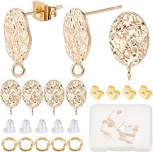 CREATCABIN 1 Box 20Pcs 18K Gold Plated Brass Oval Earring Findings Earring Post with Hole Stud Earrings Ear Stud Components with Vertical Loops Ear Nuts for DIY Jewelry Making Findings,0.63x0.33 in