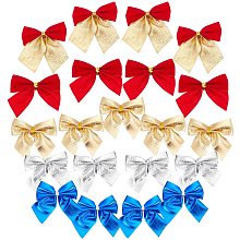 GORGECRAFT 60PCS Festival Bow Decorations Christmas Bows Ornaments Ribbon Glitter Mini Bowknot Ribbon for Christmas Tree Wreaths New Year Decoration(5 Colors)