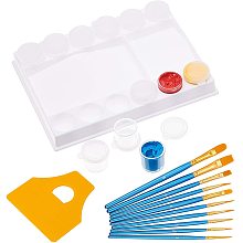 PandaHall Elite White Paint Palette 12-Well Sealed Cup Contour Palette Watercolor Oil Palette Artist Craft Palettes with Spatula, Paint Brushes for Gouache Acrylic Oil Paint Pigment Tool