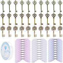 SUNNYCLUE 61Pcs Skeleton Key Alloy Big Pendants Dragonfly Wing Organza Fabric Charms Vintage Flying Key Charm with 11 Yards Elastic Crystal String for Adults DIY Necklace Jewelry Making Party Decor