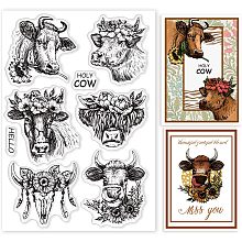 GLOBLELAND Cow Clear Stamps for DIY Scrapbooking Decor Animals Flower Animal Sunflower Transparent Silicone Stamps for Making Cards Photo Album Decor