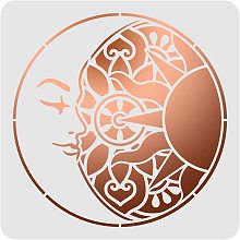 FINGERINSPIRE Mandala Sun and Moon Stencils Decoration Template 30x30cm/11.8x11.8inch Plastic Sun and Moon Drawing Painting Stencils Square Reusable Stencils for Painting on Wood, Floor, Wall and Tile