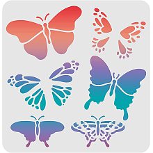 FINGERINSPIRE Butterfly Stencils Template 11.8x11.8inch Plastic Butterfly Drawing Painting Stencils Square Reusable Stencils for Painting on Wood, Floor, Wall and Tile