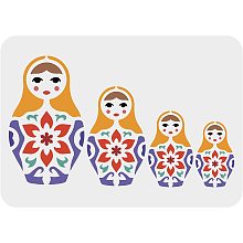 FINGERINSPIRE Nesting Dolls Stencil 11.7x8.3 inch Russian Nesting Doll Stencil Plastic 4 Sizes Nesting Doll Pattern Painting Stencil Reusable Decor Stencil for DIY Projects and Crafts