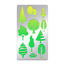 BENECREAT Tree Stainless Steel Stencil, Forest Trees Metal Journal Template for Wood Burning Engraving Painting Scrapbooking, 4x7 Inch