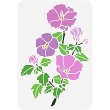 FINGERINSPIRE Hibiscus Painting Stencil 8.3x11.7inch Reusable Hibiscus Flower Drawing Template Hibiscus Pattern Decoration Stencil Floral Plants Stencil for Painting on Wood Wall Fabric Furniture