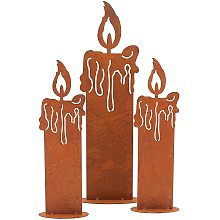 GORGECRAFT 3PCS Candle Decor Metal Steel Silhouette with Rusted Patina Statue Figurine for Yard Garden Home Office Art Decorative Ornament