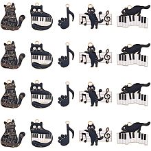 SUPERFINDINGS 20Pcs 5 Styles Music Theme Cat Pendants Cat with Piano & Music Scores Dangle Charms Alloy Enamel Charms Black White Earrings Necklaces Bracelets Charms for Jewelry Making